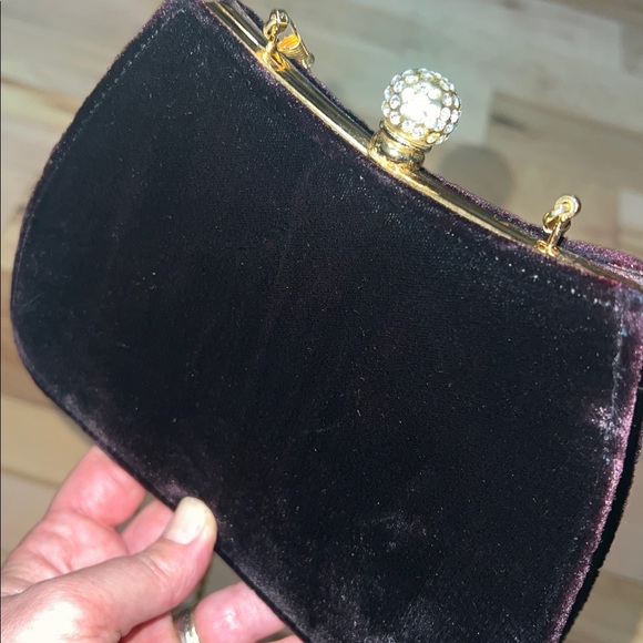 Elegant Dark Brown Velvet Evening Bag - Picture 12 of 13